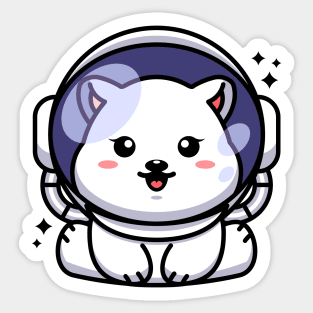 Cute baby polar bear wearing an astronaut helmet, cartoon character Sticker